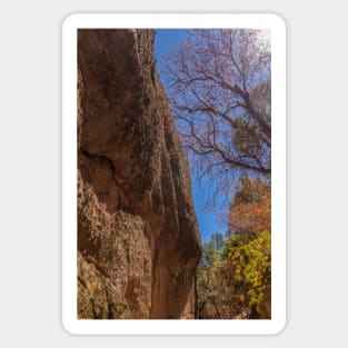 Rocky Cliff Formation Amid Colorful Tree Leaves Sticker